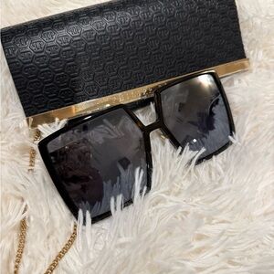 Philipp Plein Black and Gold Sunglasses